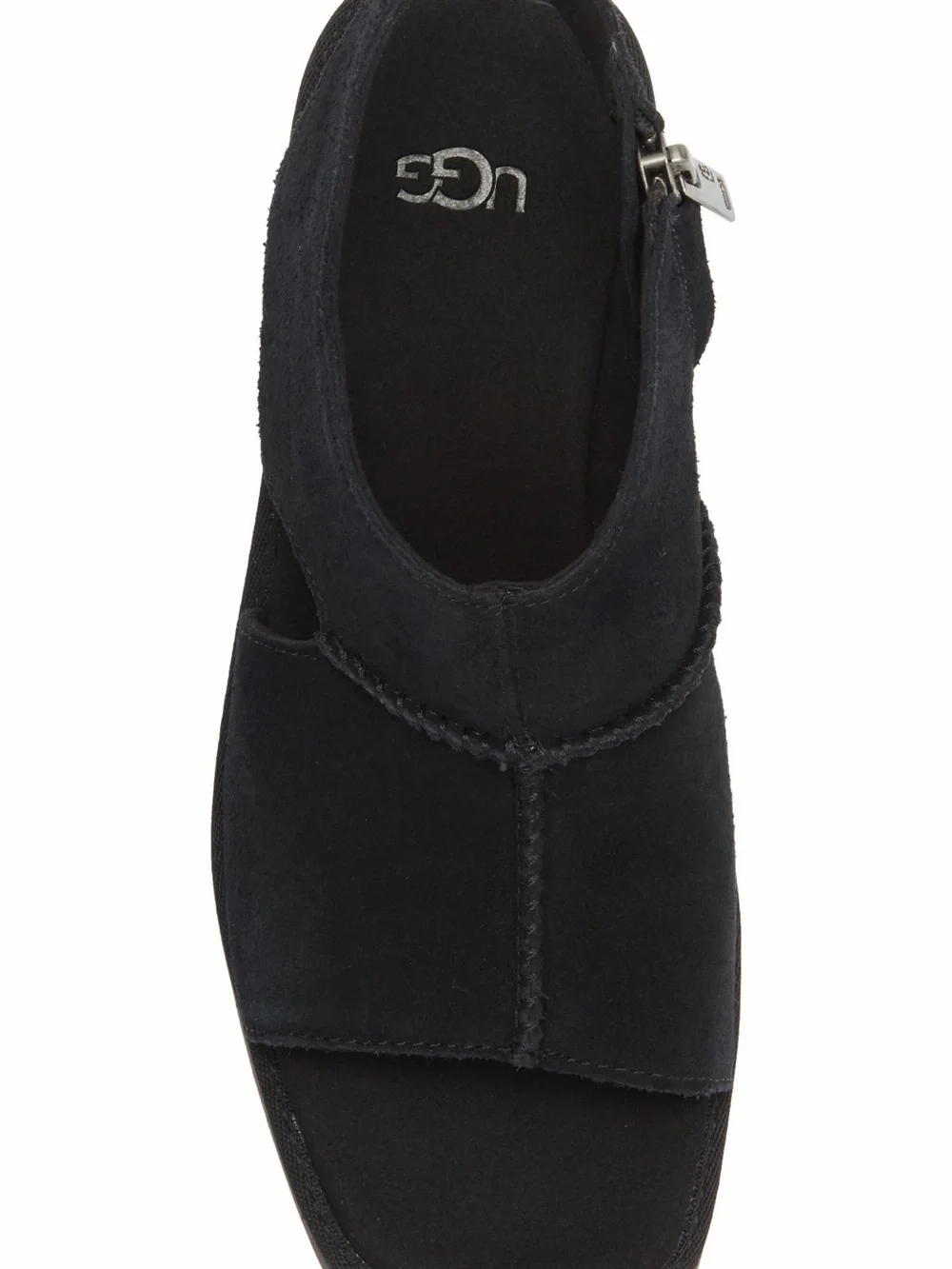 UGG New Heights Women's Black Suede Platform Peep-Toe Sandal
